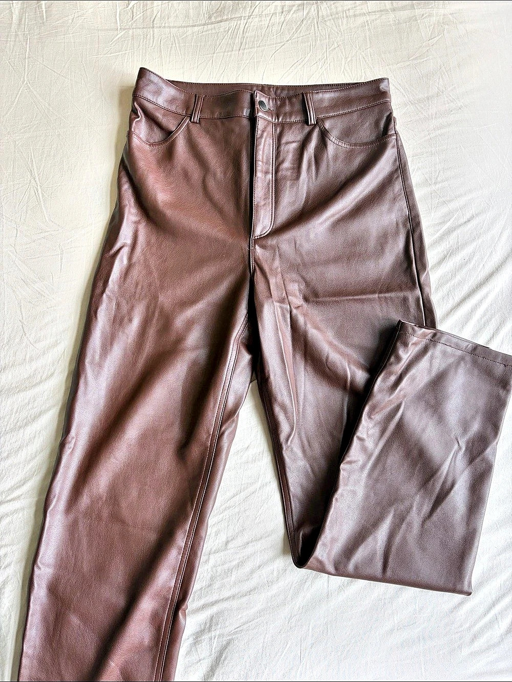 Dynamite Brown Faux Leather Straight Leg Pants 🍂🧸🤎